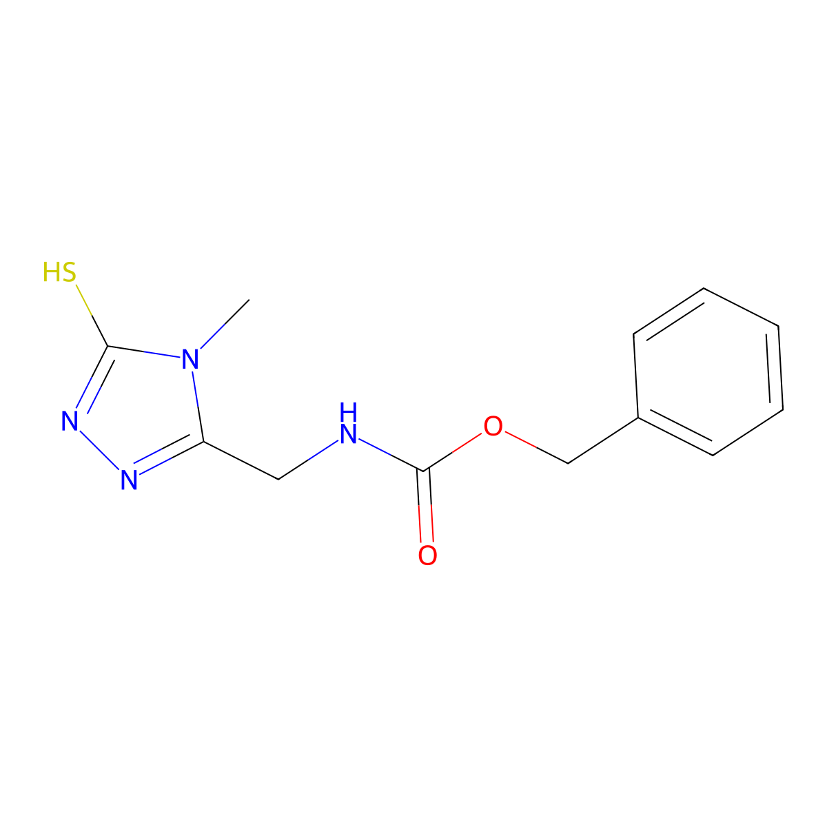 benzyl N-[(4-methyl-5-sulfanyl-4H-1,2,4-triazol-3-yl)methyl]carbamate molecular structure, CAS 2680853-09-0
