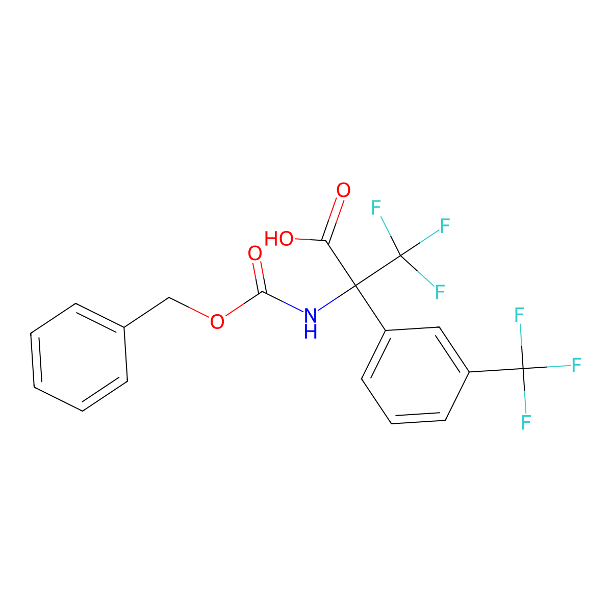 2-{[(Benzyloxy)carbonyl]amino}-3,3,3-trifluoro-2-[3-(trifluoromethyl)phenyl]propanoic acid molecular structure, CAS 2680853-15-8