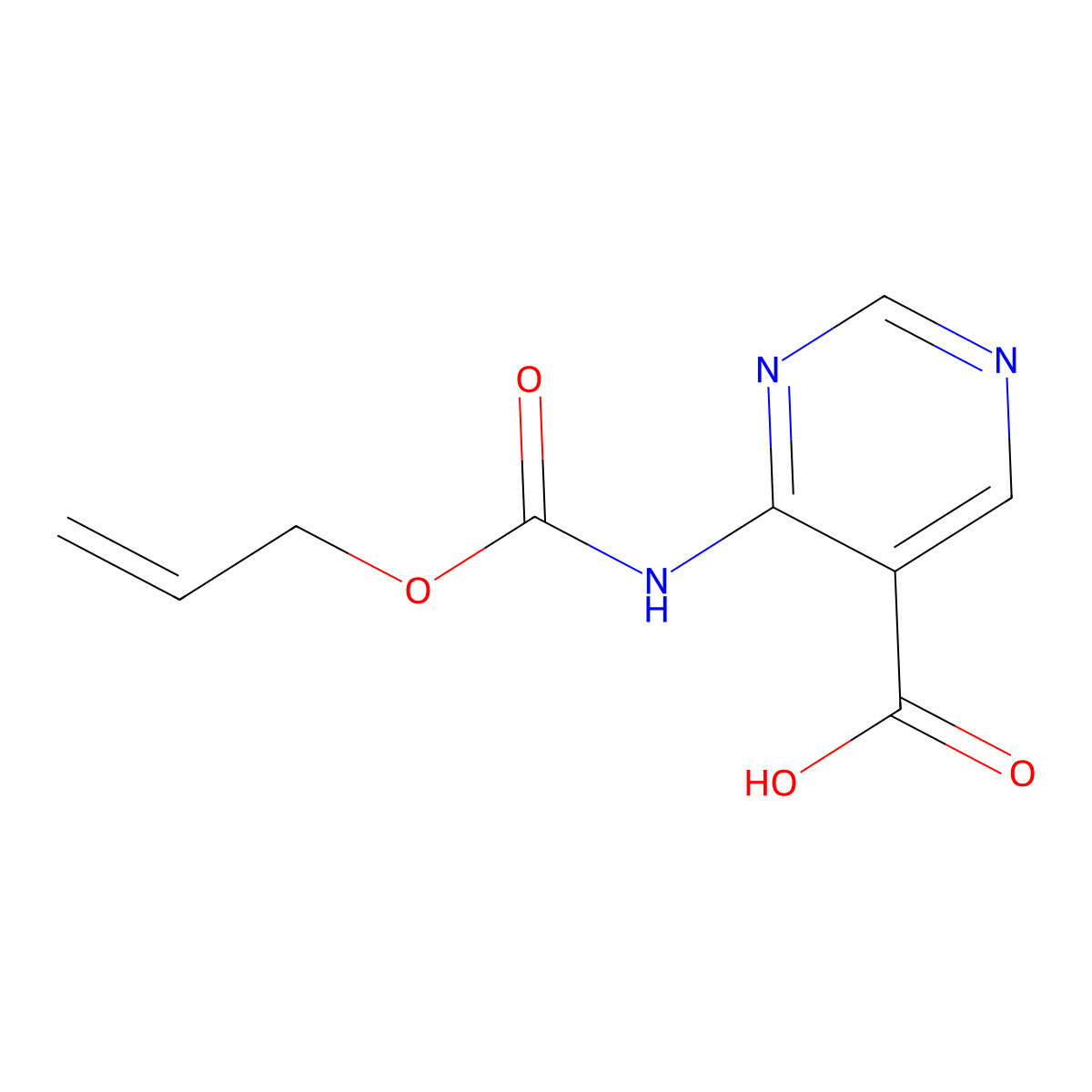 4-{[(Prop-2-en-1-yloxy)carbonyl]amino}pyrimidine-5-carboxylic acid molecular structure, CAS 2680853-18-1