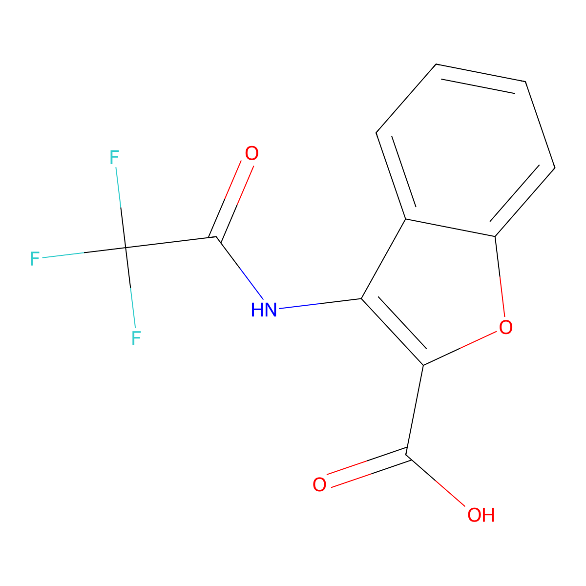 3-(2,2,2-Trifluoroacetamido)-1-benzofuran-2-carboxylic acid molecular structure, CAS 2680853-25-0