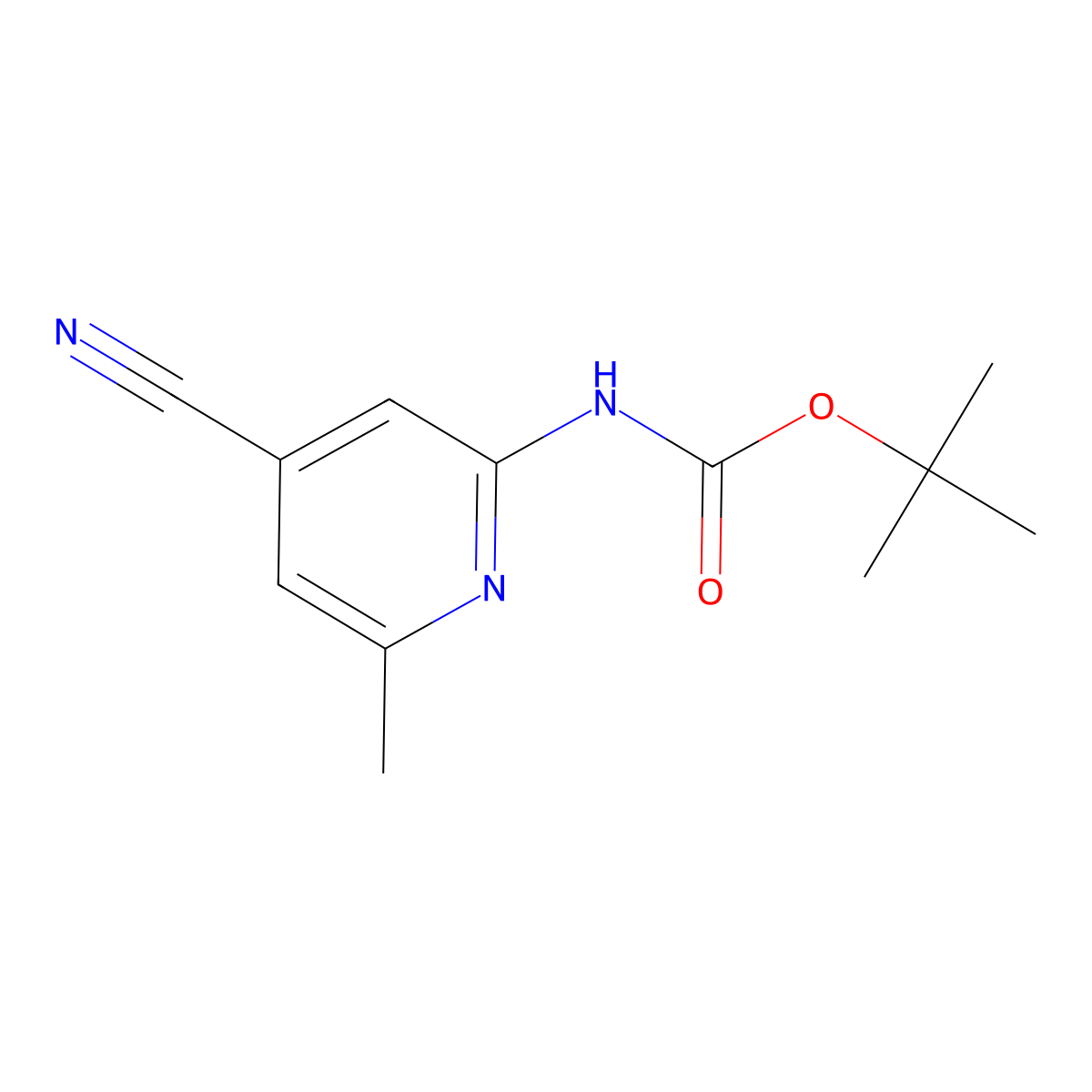 tert-butyl N-(4-cyano-6-methylpyridin-2-yl)carbamate molecular structure, CAS 2680853-28-3
