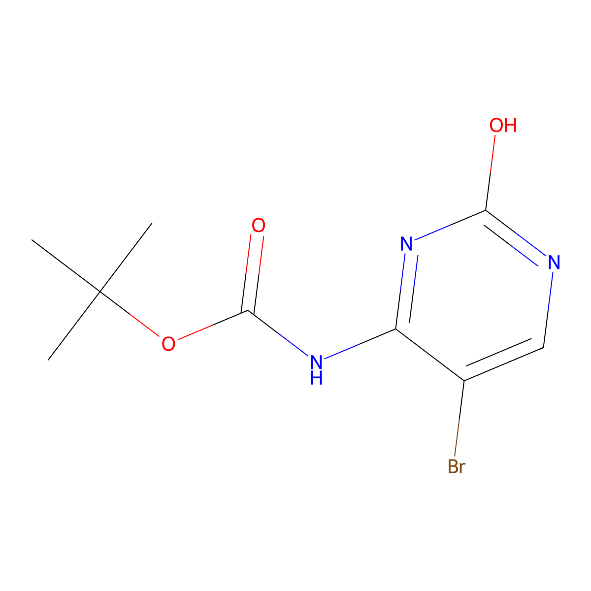 Tert-butyl N-(5-bromo-2-hydroxypyrimidin-4-YL)carbamate molecular structure, CAS 2680853-35-2