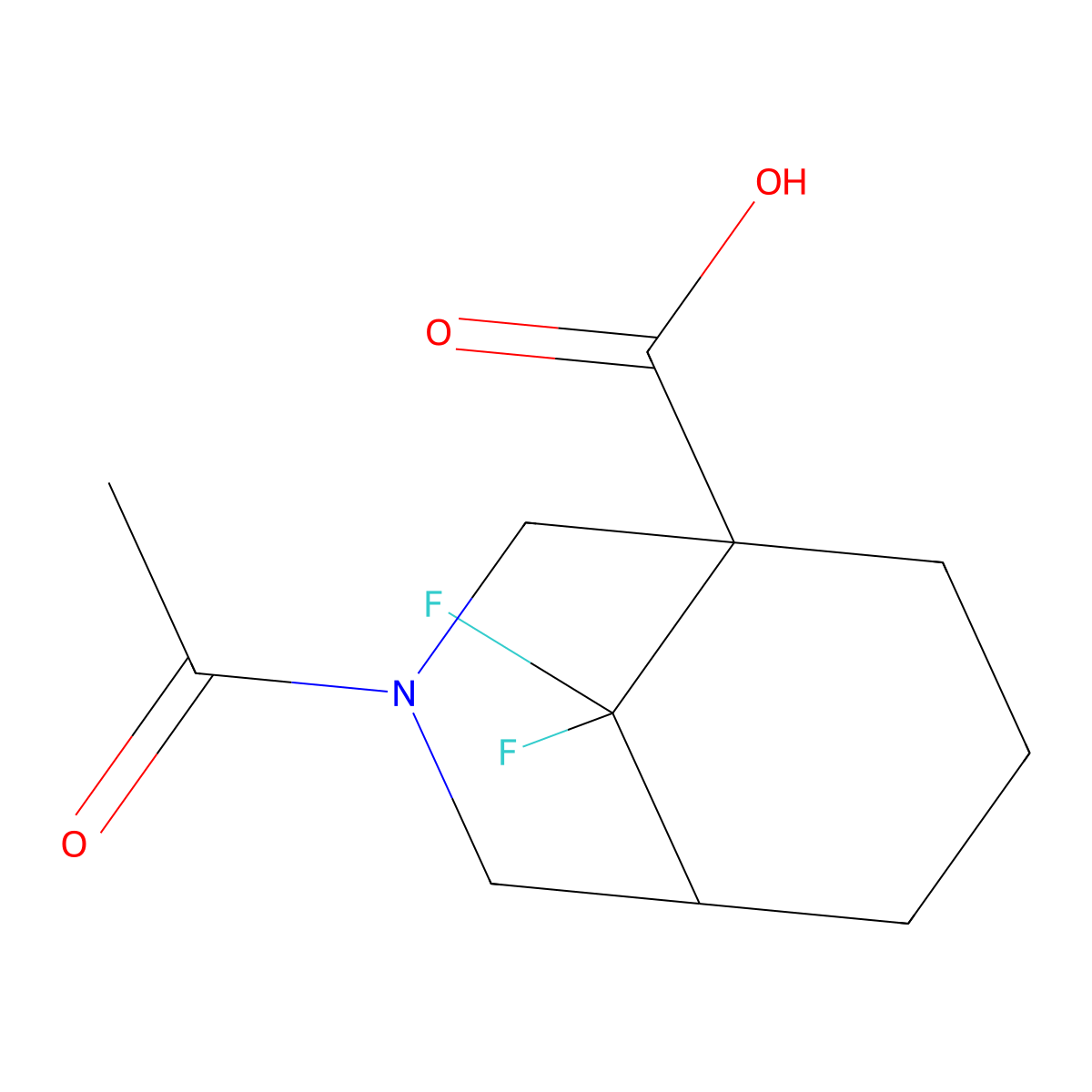 3-Acetyl-9,9-difluoro-3-azabicyclo[3.3.1]nonane-1-carboxylic acid molecular structure, CAS 2680853-37-4