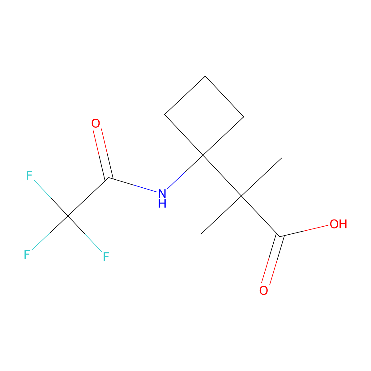 2-Methyl-2-[1-(2,2,2-trifluoroacetamido)cyclobutyl]propanoic acid molecular structure, CAS 2680853-39-6