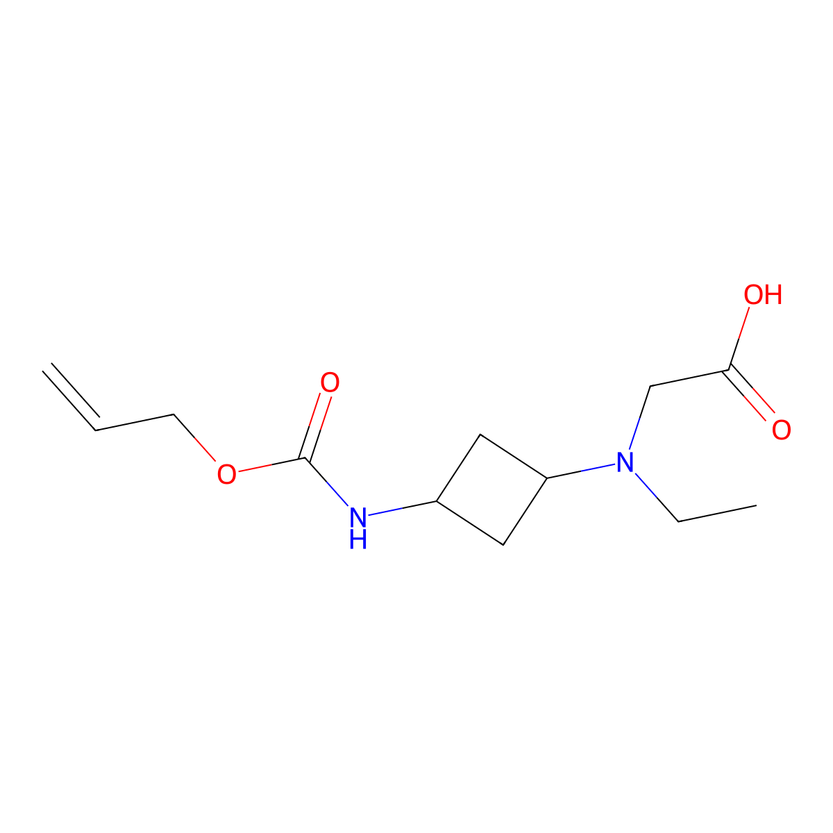 2-[Ethyl(3-{[(prop-2-en-1-yloxy)carbonyl]amino}cyclobutyl)amino]acetic acid molecular structure, CAS 2680853-45-4