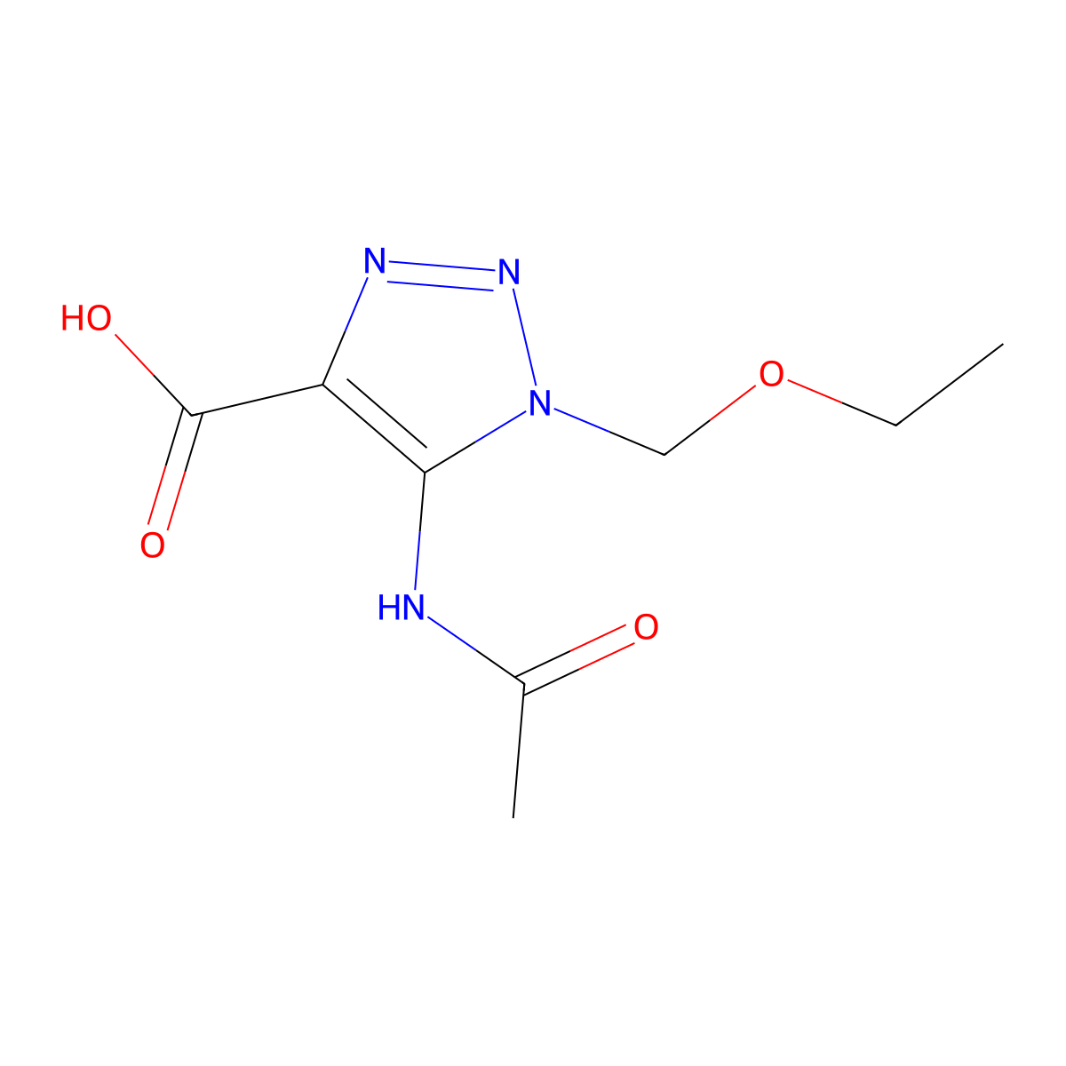 5-acetamido-1-(ethoxymethyl)-1H-1,2,3-triazole-4-carboxylic acid molecular structure, CAS 2680853-55-6