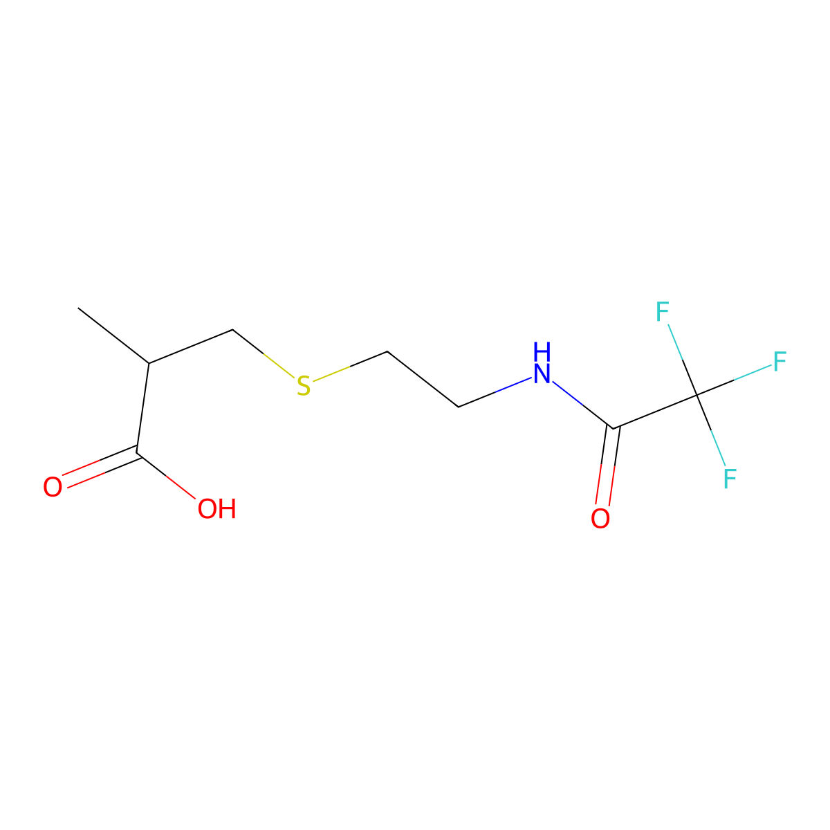 2-Methyl-3-{[2-(2,2,2-trifluoroacetamido)ethyl]sulfanyl}propanoic acid molecular structure, CAS 2680853-56-7
