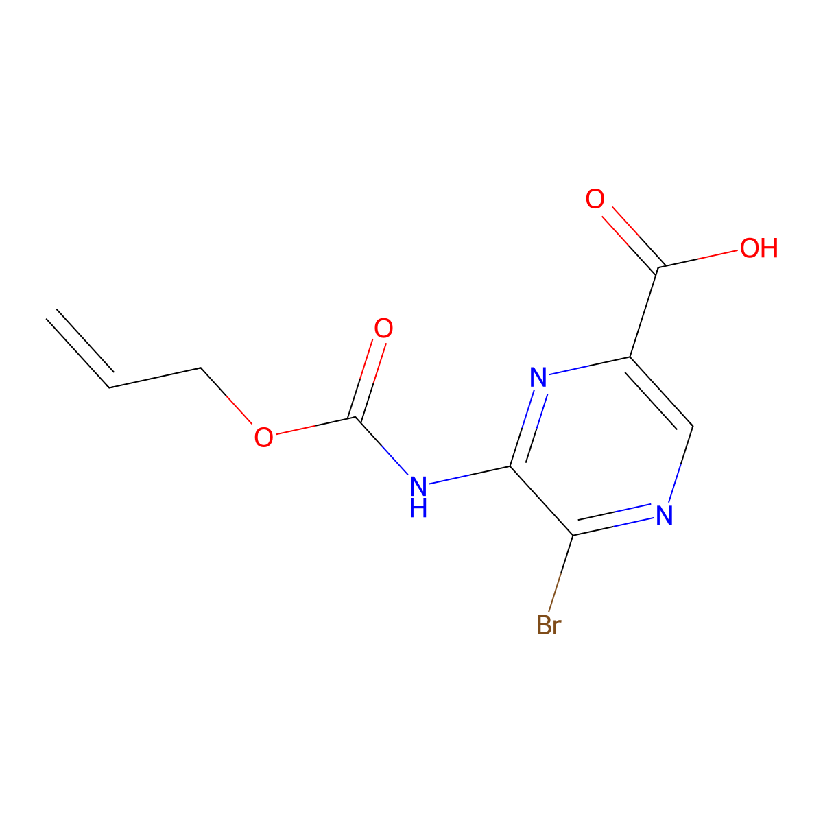 5-Bromo-6-{[(prop-2-en-1-yloxy)carbonyl]amino}pyrazine-2-carboxylic acid molecular structure, CAS 2680853-59-0