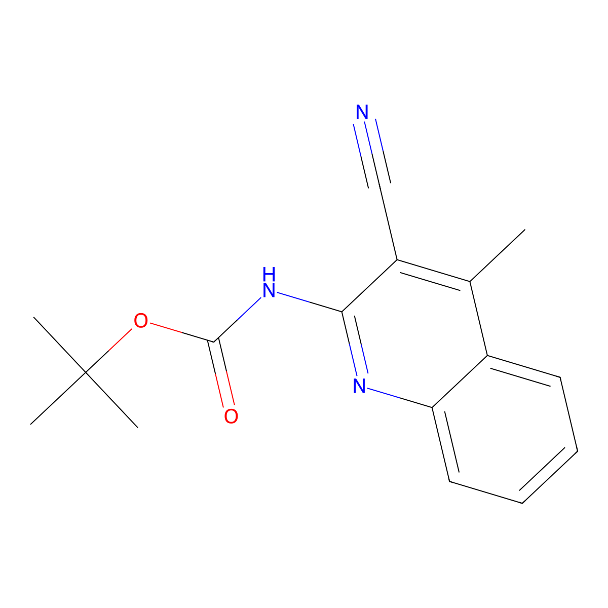 tert-butyl N-(3-cyano-4-methylquinolin-2-yl)carbamate molecular structure, CAS 2680853-62-5