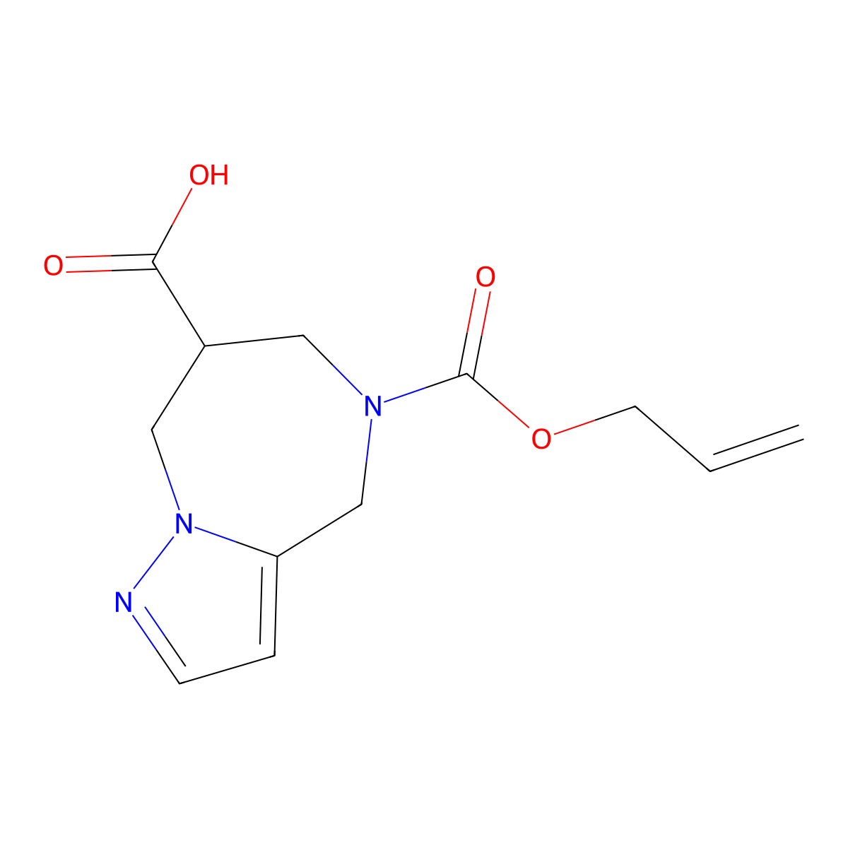 5-[(prop-2-en-1-yloxy)carbonyl]-4H,5H,6H,7H,8H-pyrazolo[1,5-a][1,4]diazepine-7-carboxylic acid molecular structure, CAS 2680853-66-9