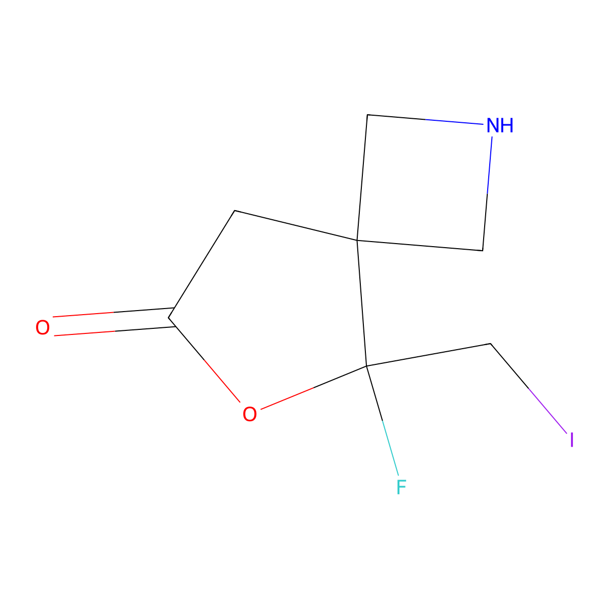 5-Fluoro-5-(iodomethyl)-6-oxa-2-azaspiro[3.4]octan-7-one molecular structure, CAS 2680853-76-1