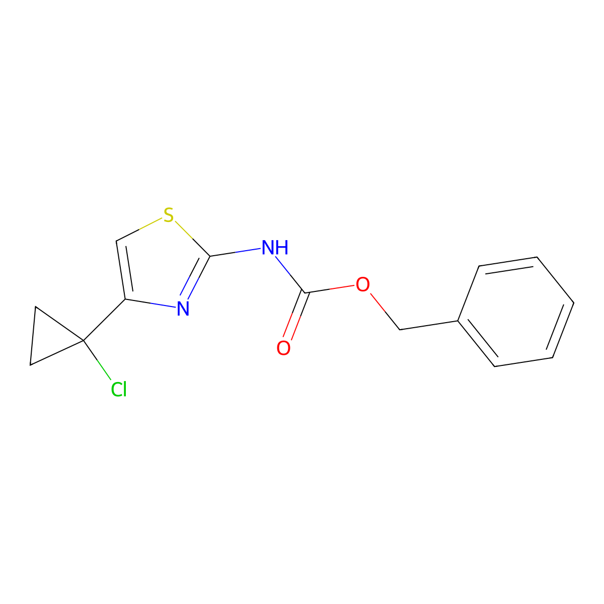 benzyl N-[4-(1-chlorocyclopropyl)-1,3-thiazol-2-yl]carbamate molecular structure, CAS 2680853-79-4
