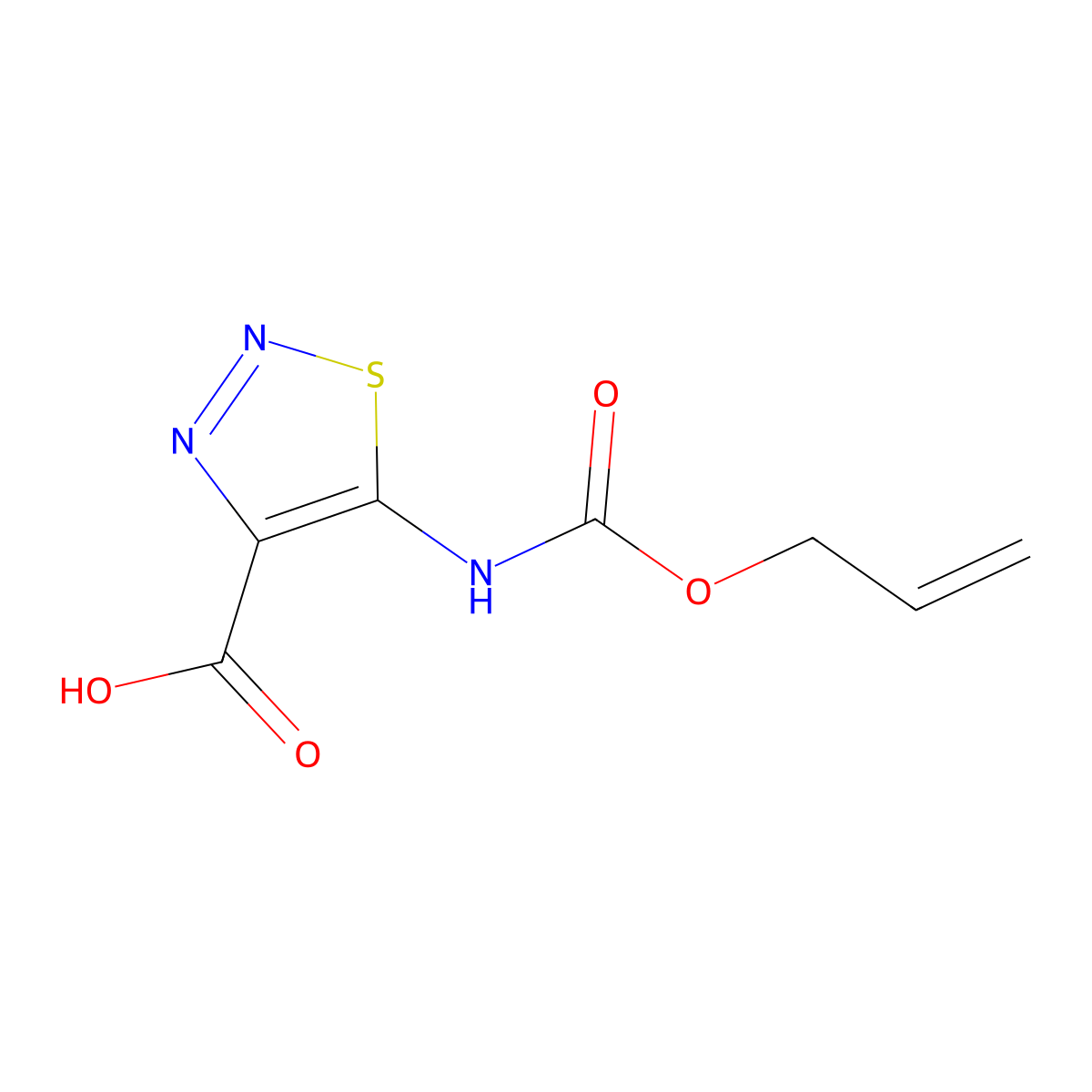 5-{[(Prop-2-en-1-yloxy)carbonyl]amino}-1,2,3-thiadiazole-4-carboxylic acid molecular structure, CAS 2680853-90-9