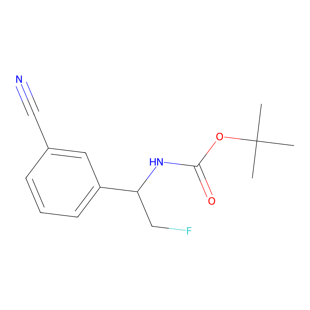tert-butyl N-[1-(3-cyanophenyl)-2-fluoroethyl]carbamate molecular structure, CAS 2680854-02-6