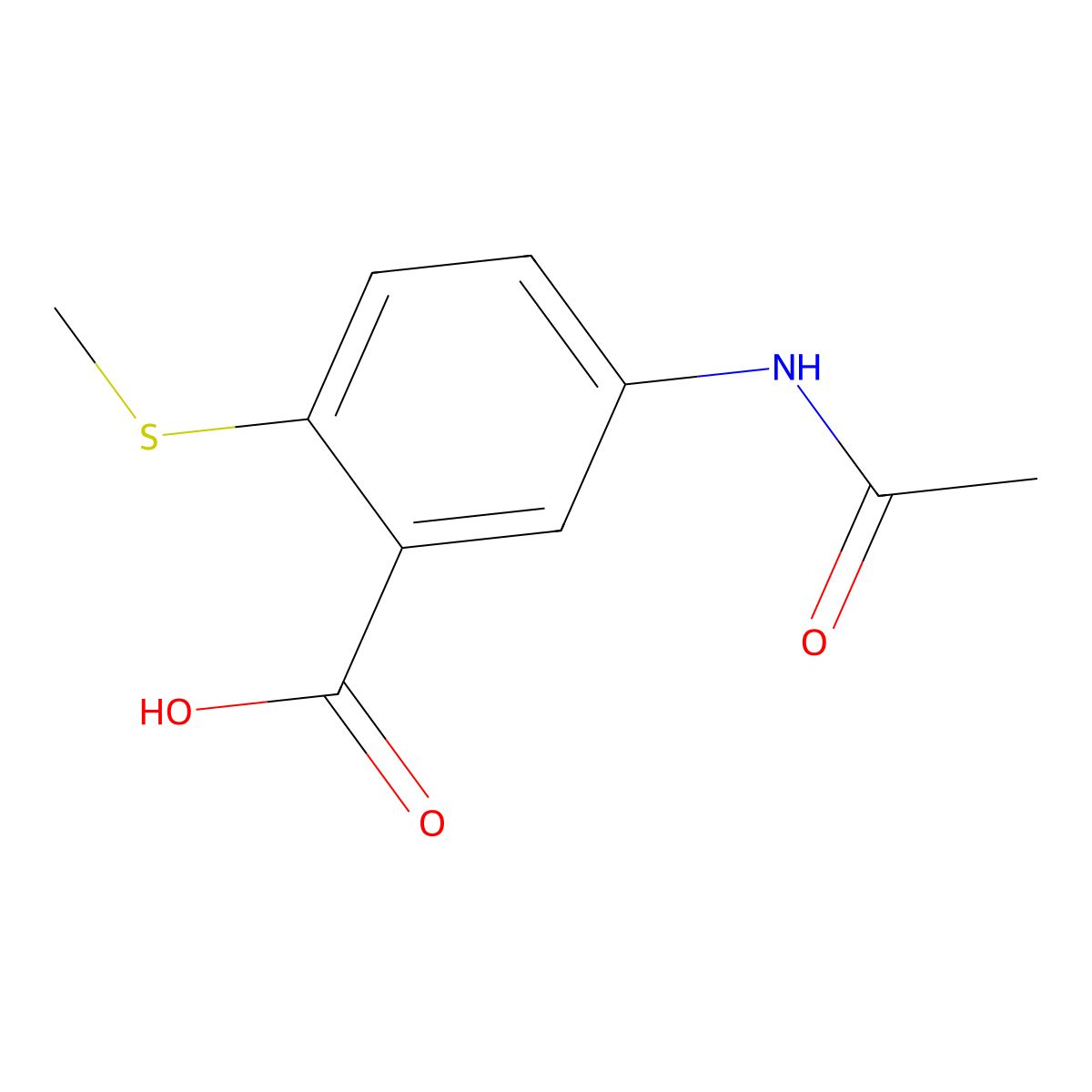 5-Acetamido-2-(methylsulfanyl)benzoic acid molecular structure, CAS 2680854-04-8