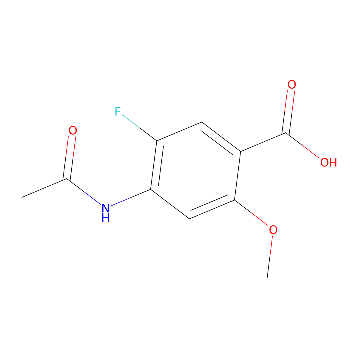 4-Acetamido-5-fluoro-2-methoxybenzoic acid molecular structure, CAS 2680854-06-0