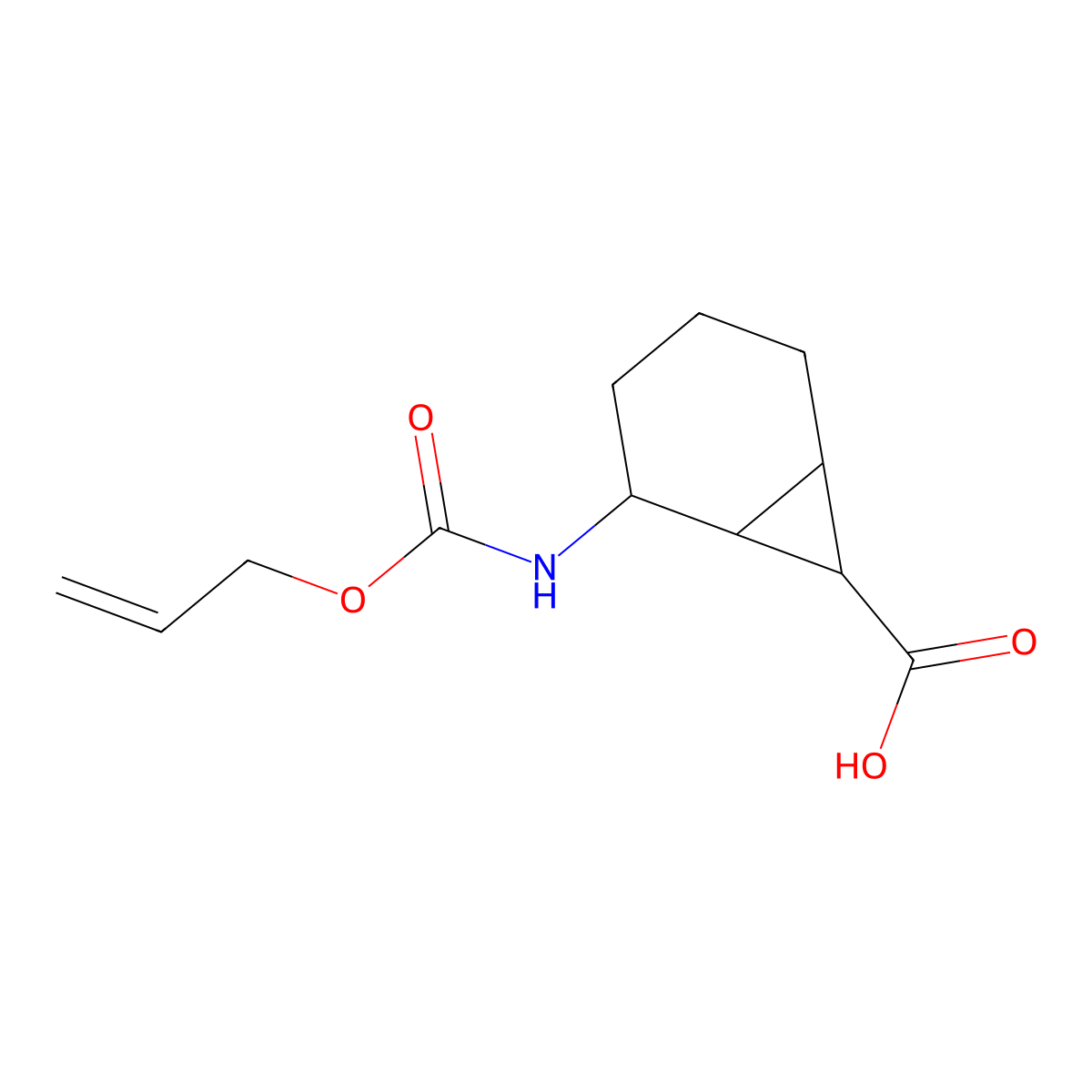 2-{[(Prop-2-en-1-yloxy)carbonyl]amino}bicyclo[4.1.0]heptane-7-carboxylic acid molecular structure, CAS 2680854-18-4