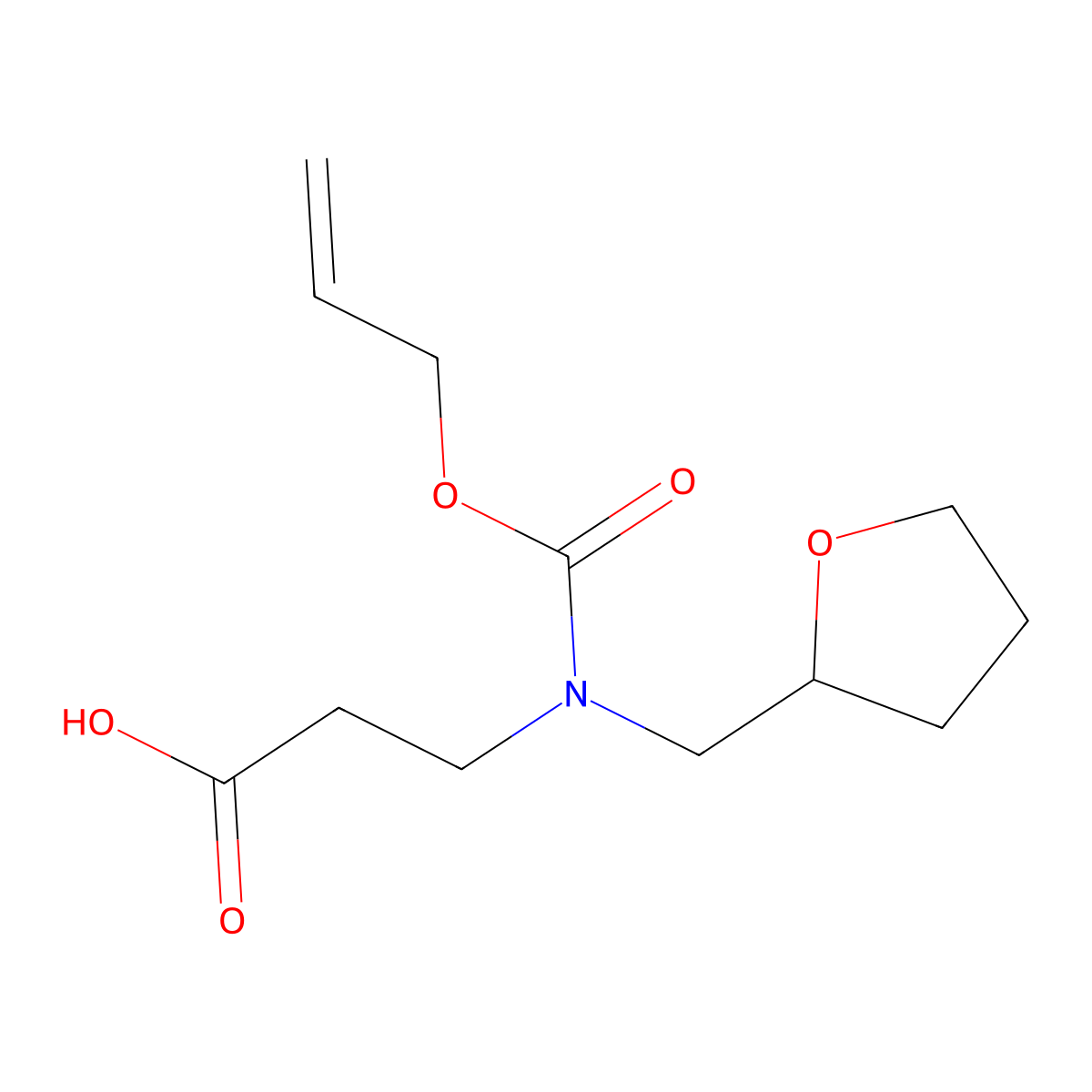 3-{[(Oxolan-2-yl)methyl][(prop-2-en-1-yloxy)carbonyl]amino}propanoic acid molecular structure, CAS 2680854-26-4
