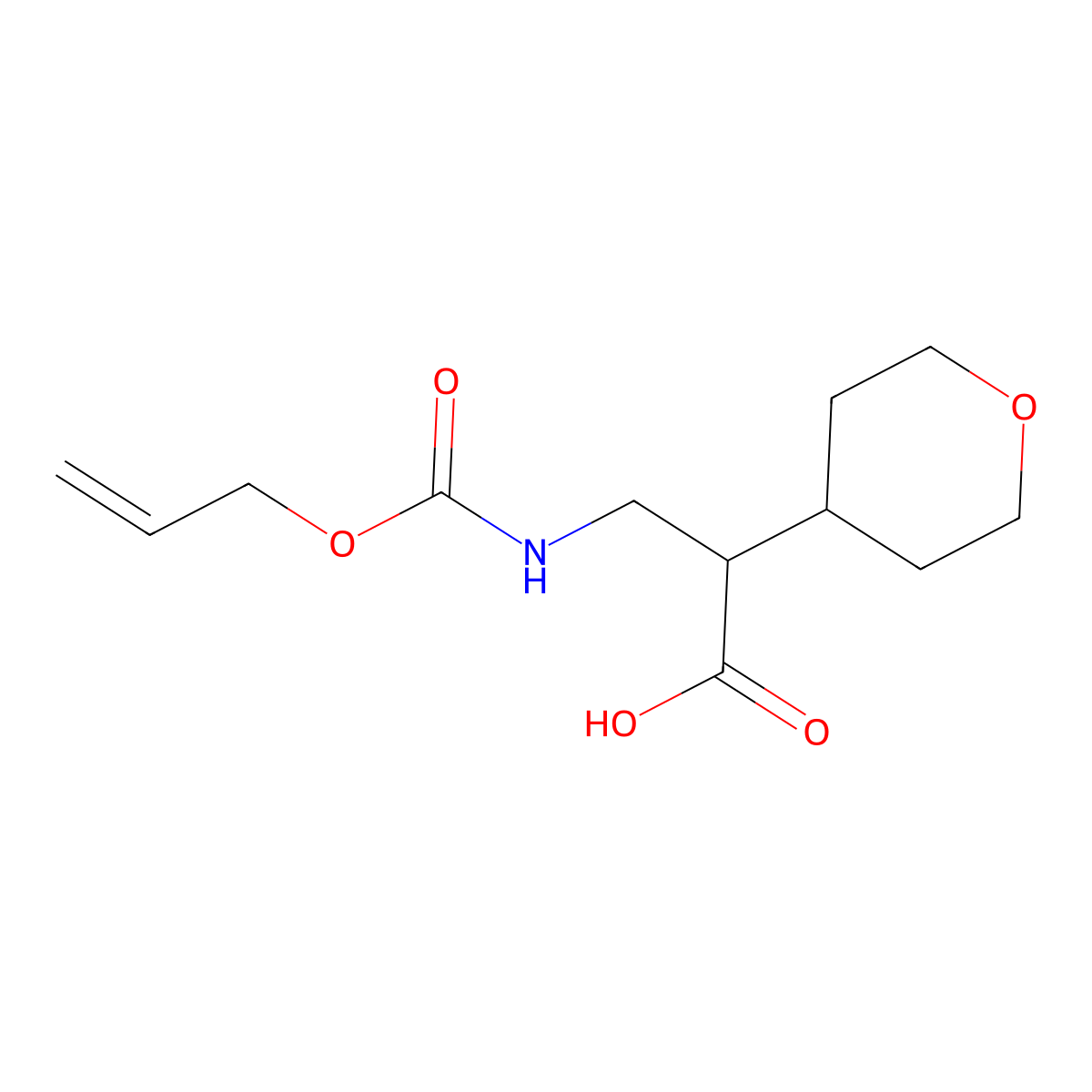 2-(Oxan-4-yl)-3-{[(prop-2-en-1-yloxy)carbonyl]amino}propanoic acid molecular structure, CAS 2680854-31-1