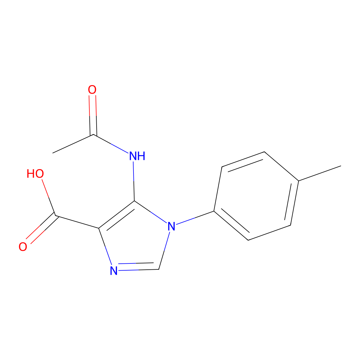 5-acetamido-1-(4-methylphenyl)-1H-imidazole-4-carboxylic acid molecular structure, CAS 2680854-33-3