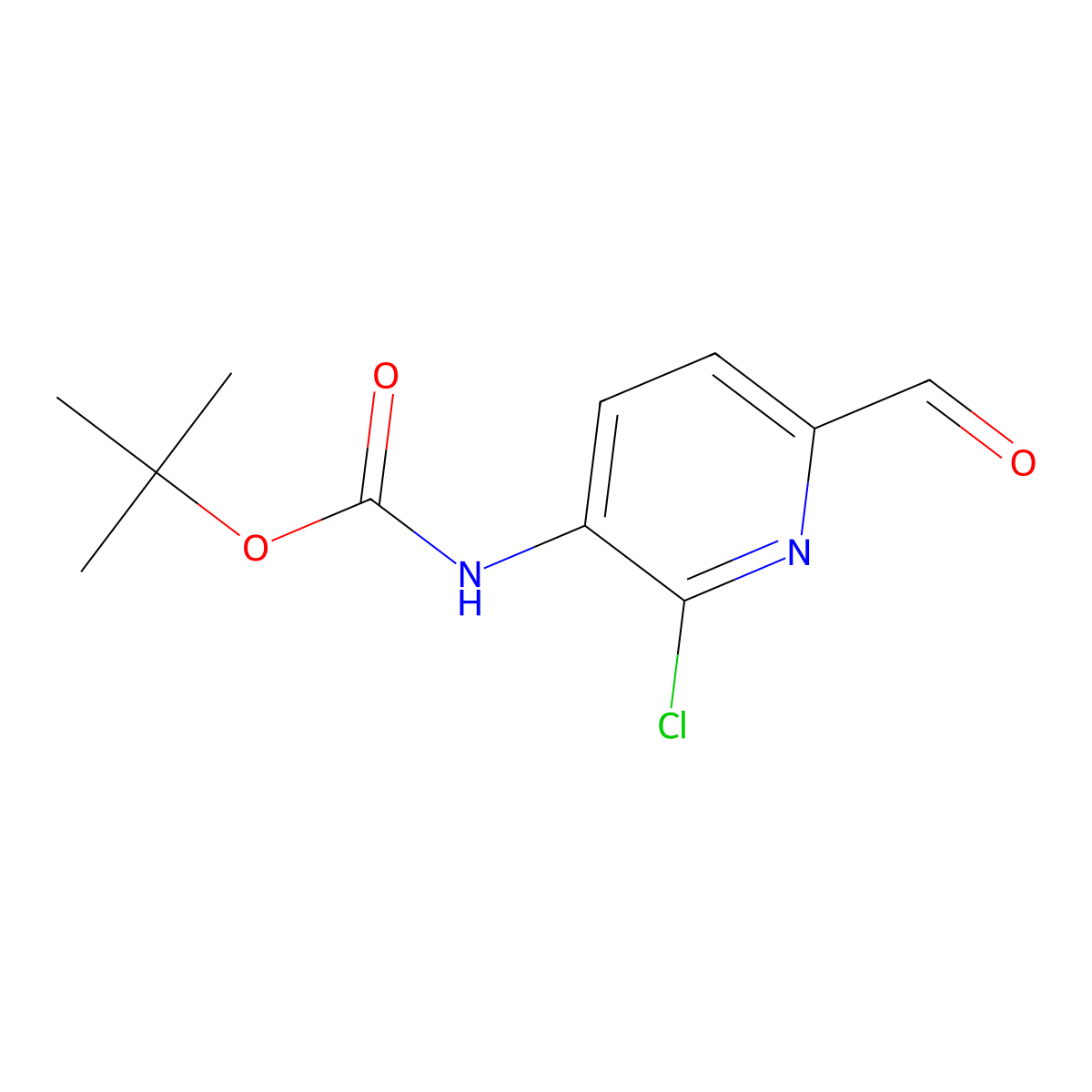 tert-butyl N-(2-chloro-6-formylpyridin-3-yl)carbamate molecular structure, CAS 2680854-38-8