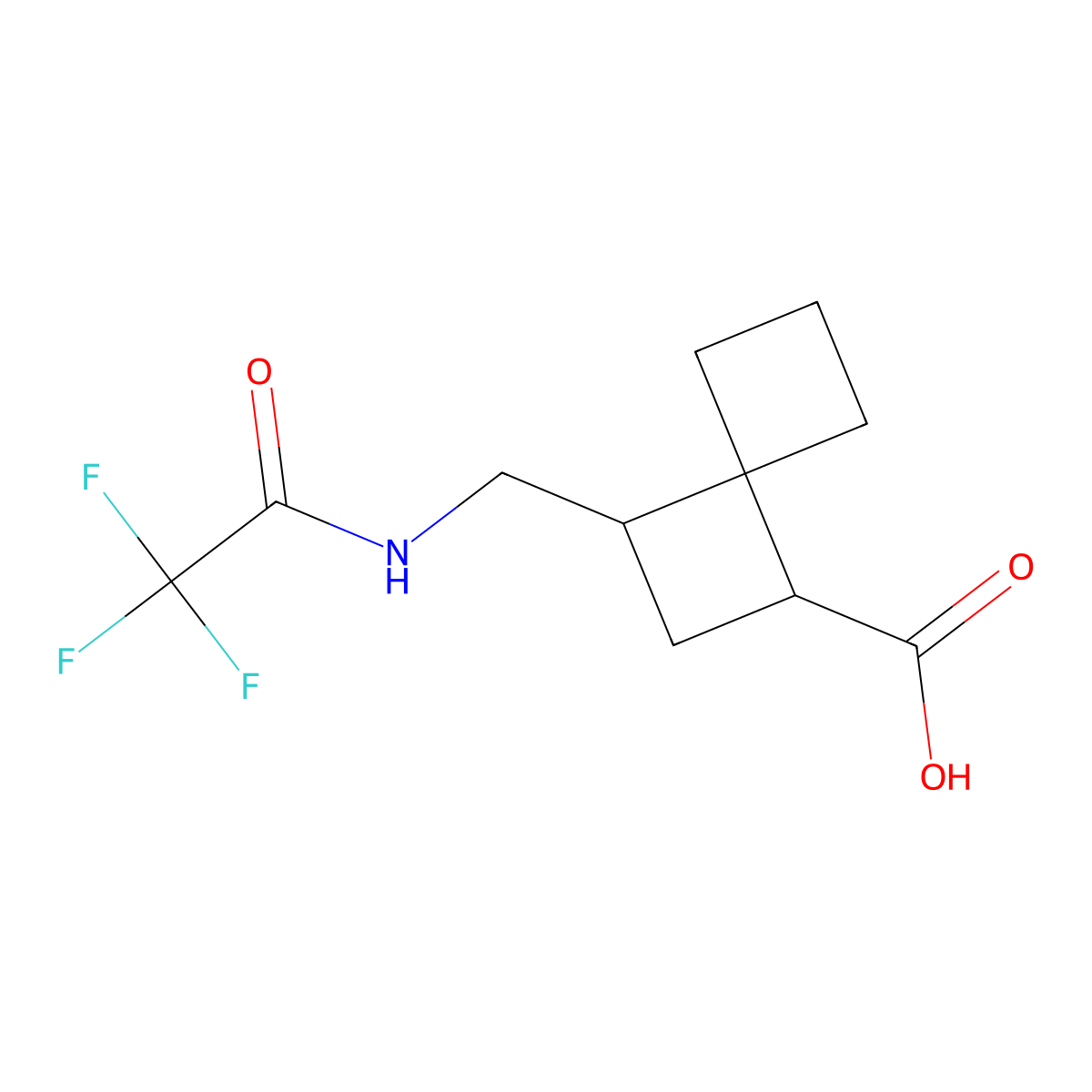 3-[(2,2,2-Trifluoroacetamido)methyl]spiro[3.3]heptane-1-carboxylic acid molecular structure, CAS 2680854-39-9