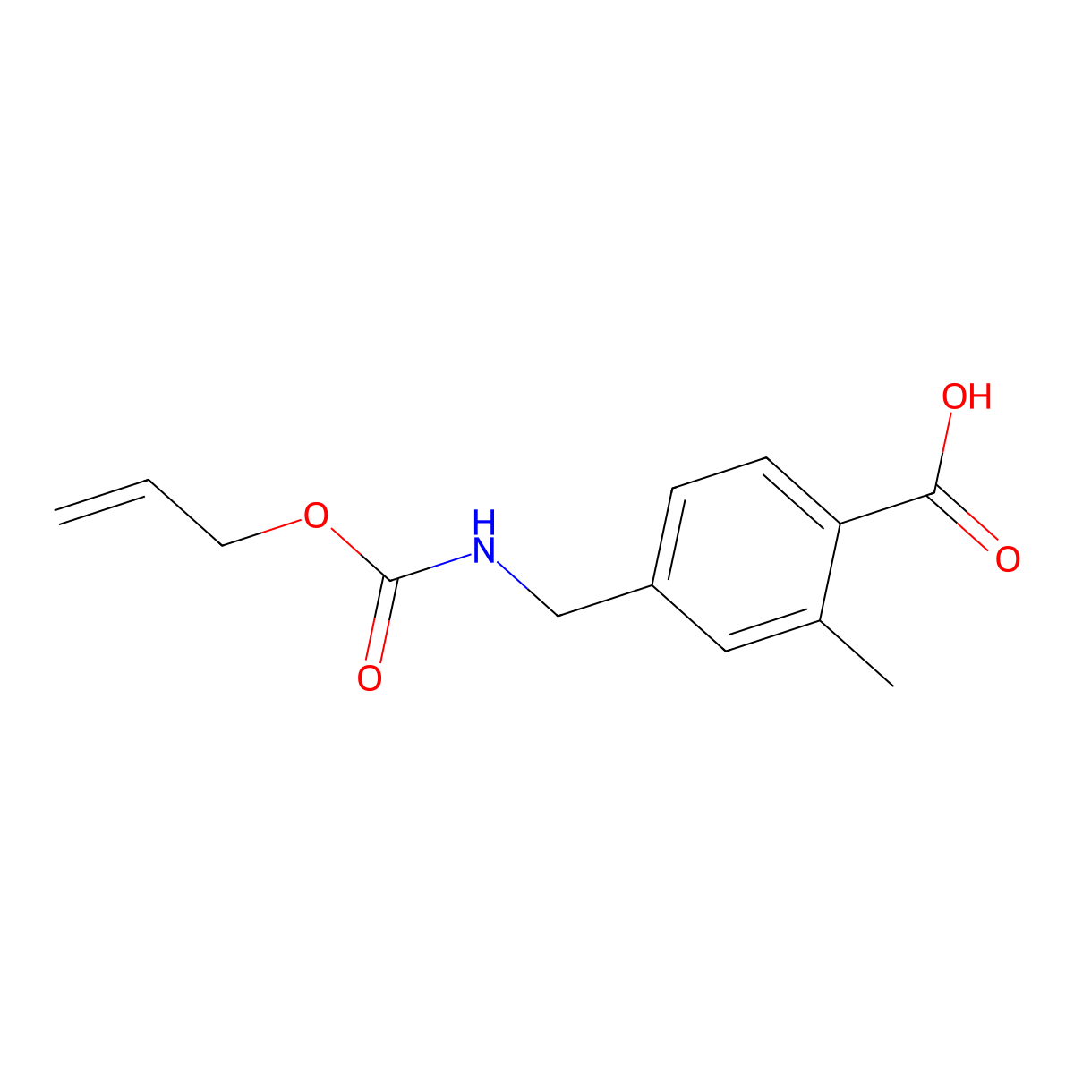 2-Methyl-4-({[(prop-2-en-1-yloxy)carbonyl]amino}methyl)benzoic acid molecular structure, CAS 2680854-46-8