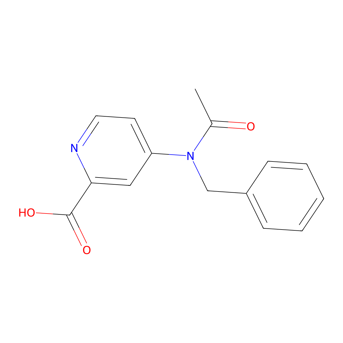 4-(N-benzylacetamido)pyridine-2-carboxylic acid molecular structure, CAS 2680854-50-4