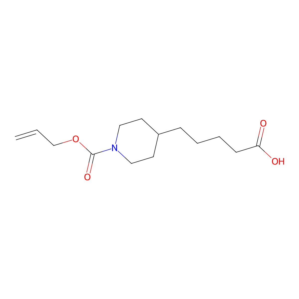 5-{1-[(Prop-2-en-1-yloxy)carbonyl]piperidin-4-yl}pentanoic acid molecular structure, CAS 2680854-51-5
