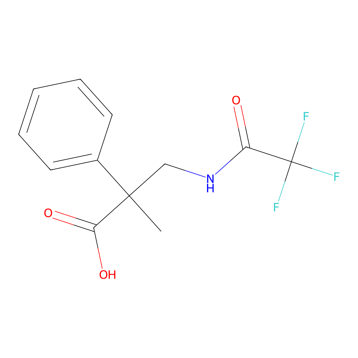 2-Methyl-2-phenyl-3-(2,2,2-trifluoroacetamido)propanoic acid molecular structure, CAS 2680854-53-7