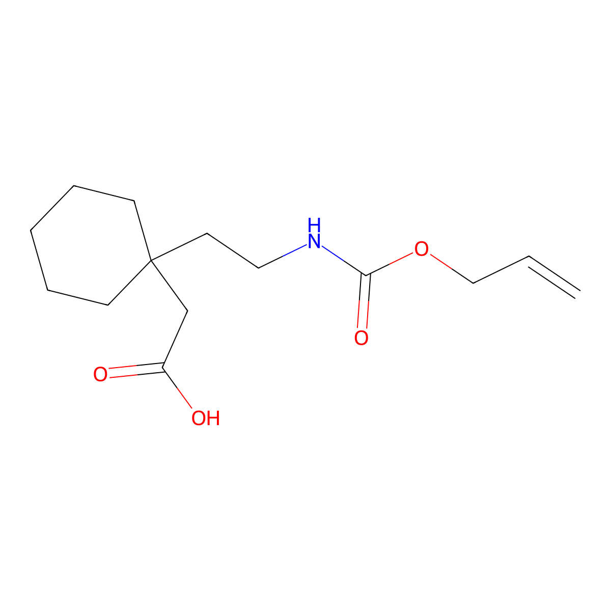 2-[1-(2-{[(Prop-2-en-1-yloxy)carbonyl]amino}ethyl)cyclohexyl]acetic acid molecular structure, CAS 2680854-54-8