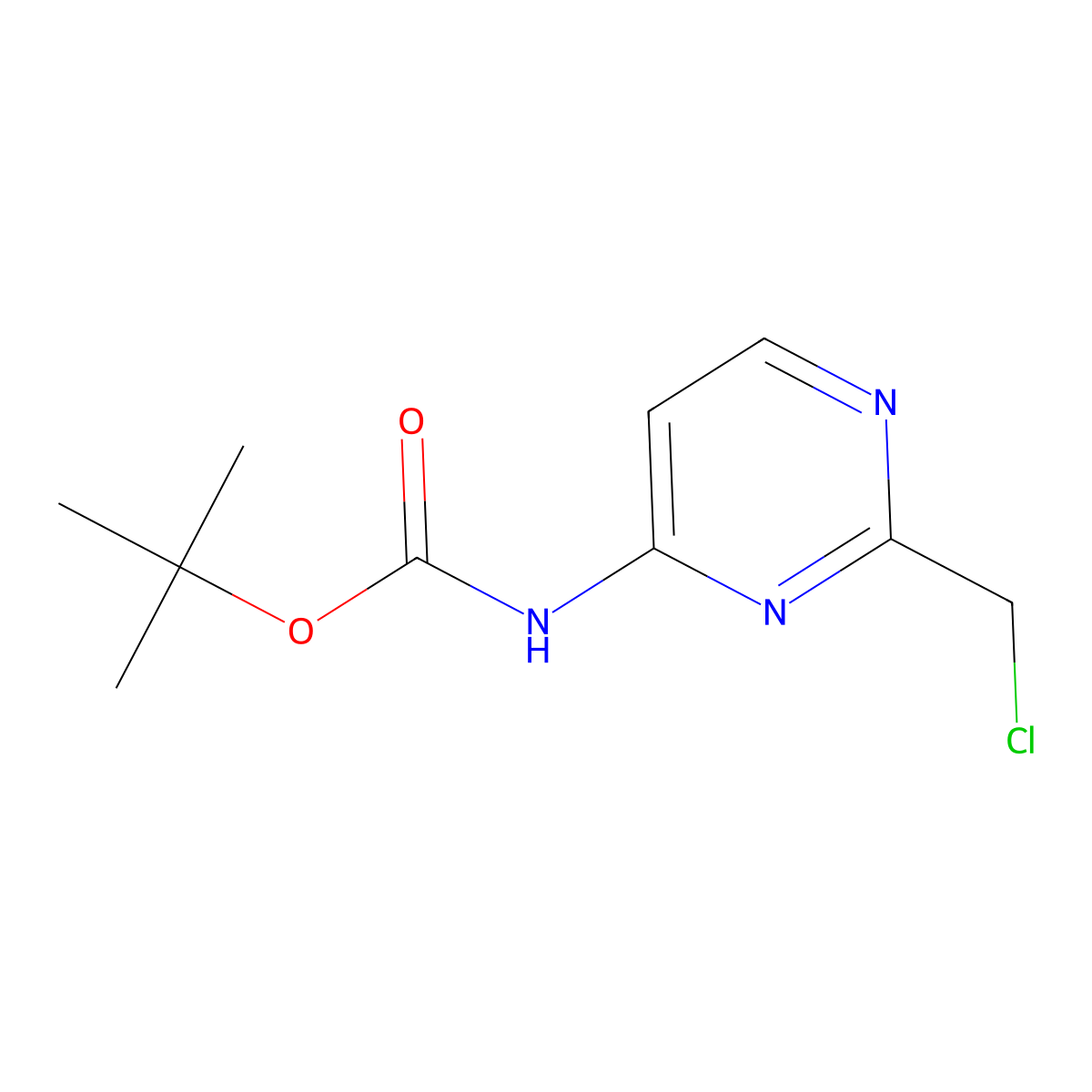 tert-butyl N-[2-(chloromethyl)pyrimidin-4-yl]carbamate molecular structure, CAS 2680854-62-8