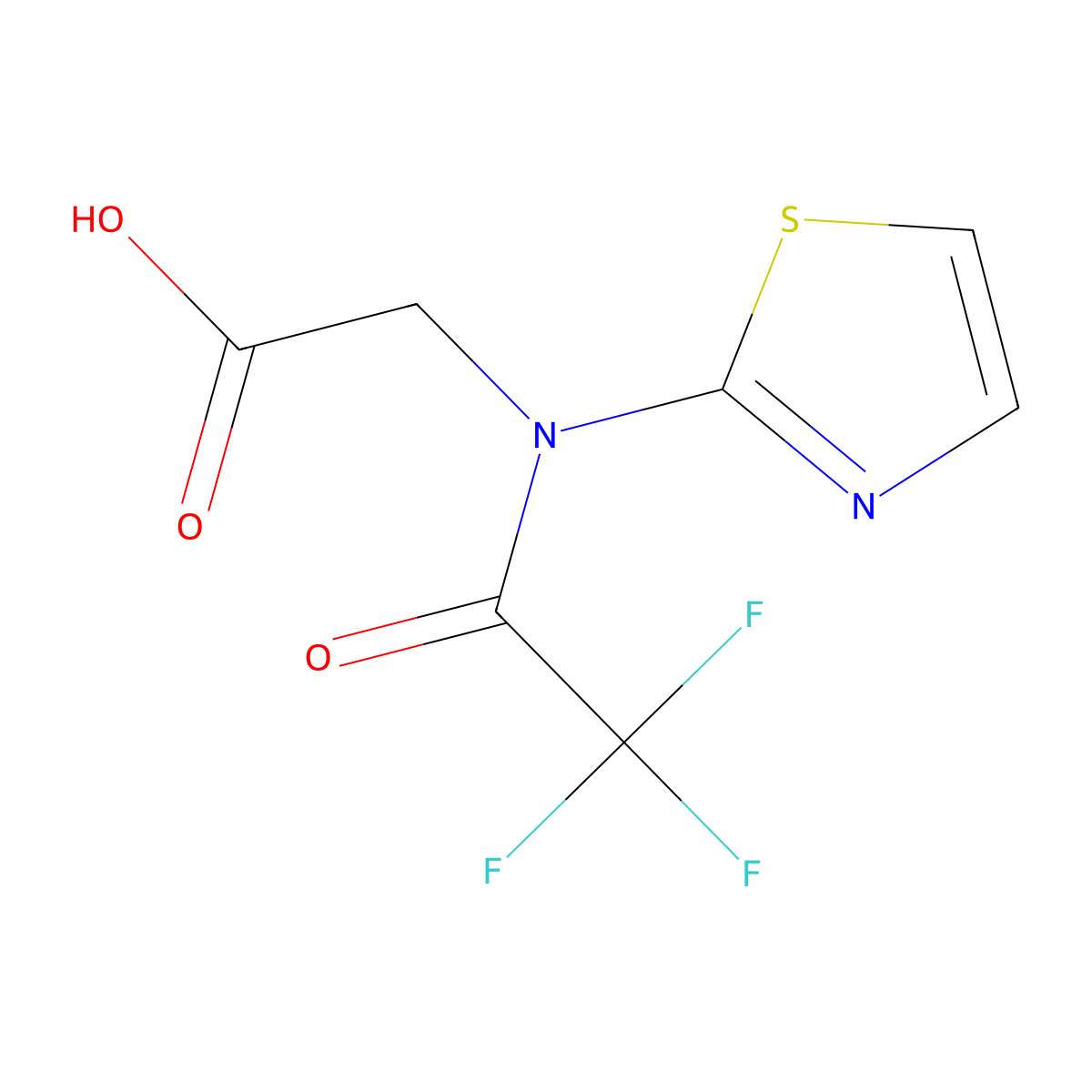 2-[2,2,2-trifluoro-N-(1,3-thiazol-2-yl)acetamido]acetic acid molecular structure, CAS 2680854-64-0