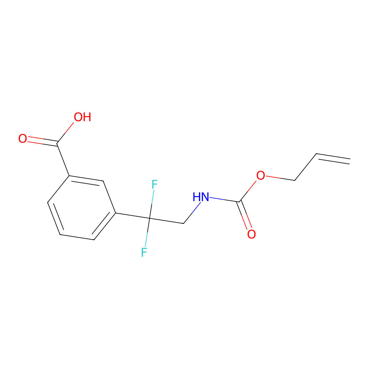 3-(1,1-Difluoro-2-{[(prop-2-en-1-yloxy)carbonyl]amino}ethyl)benzoic acid molecular structure, CAS 2680854-66-2