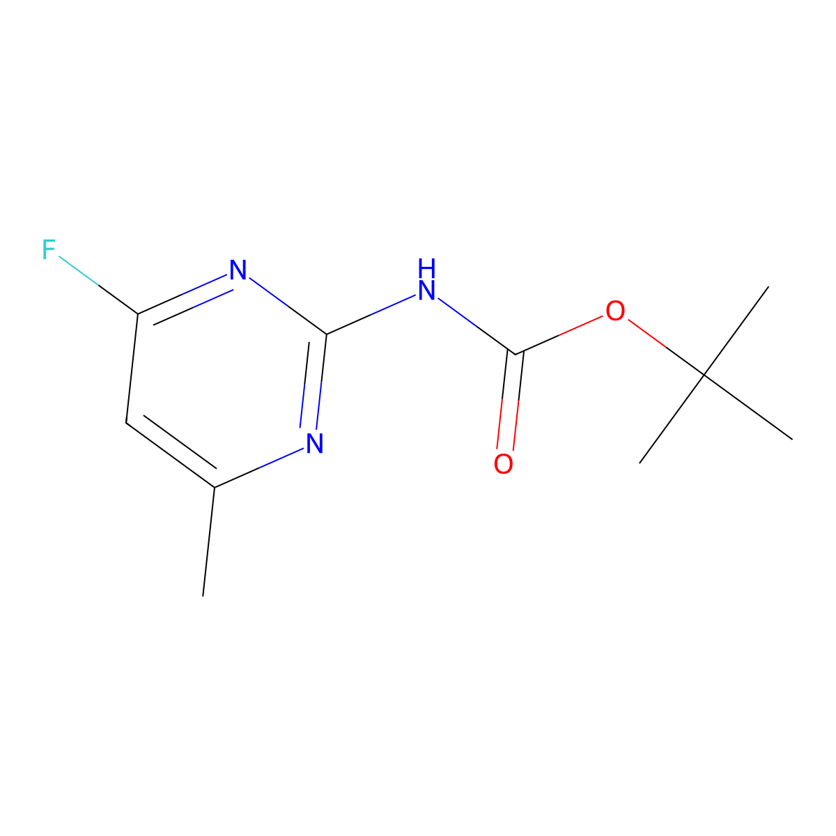 tert-butyl N-(4-fluoro-6-methylpyrimidin-2-yl)carbamate molecular structure, CAS 2680854-72-0