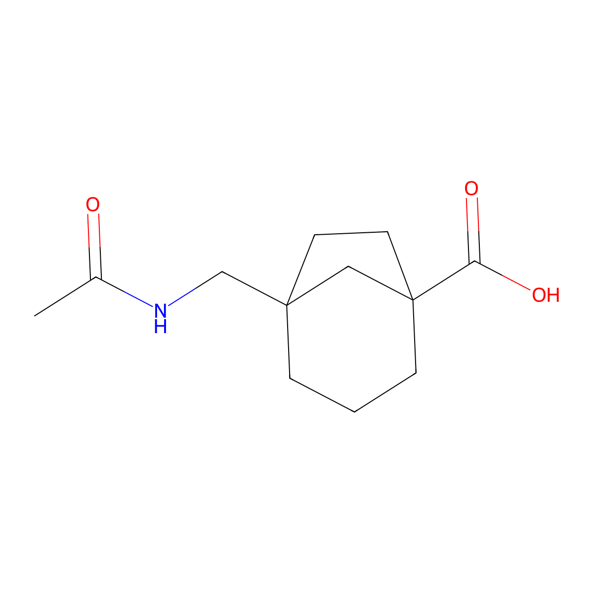 5-(Acetamidomethyl)bicyclo[3.2.1]octane-1-carboxylic acid molecular structure, CAS 2680854-76-4