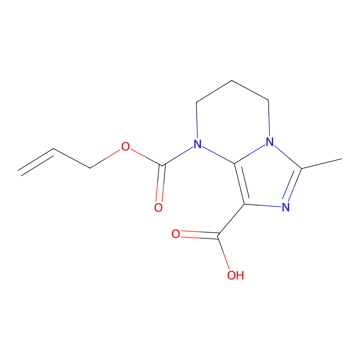 6-methyl-1-[(prop-2-en-1-yloxy)carbonyl]-1H,2H,3H,4H-imidazo[1,5-a]pyrimidine-8-carboxylic acid molecular structure, CAS 2680854-77-5