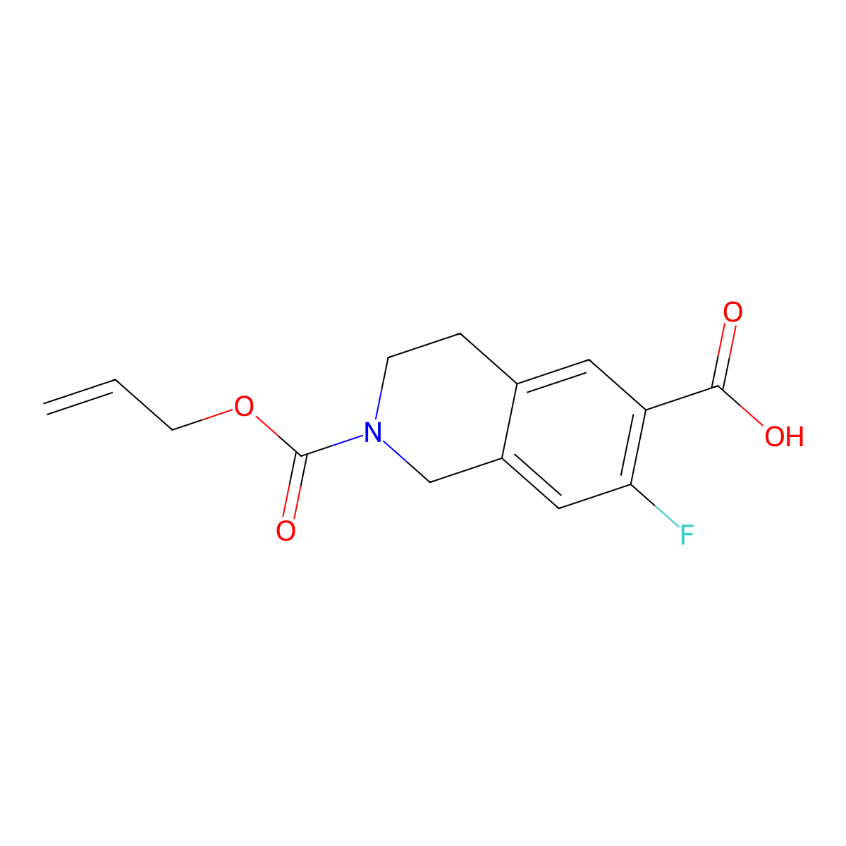 7-Fluoro-2-[(prop-2-en-1-yloxy)carbonyl]-1,2,3,4-tetrahydroisoquinoline-6-carboxylic acid molecular structure, CAS 2680854-79-7