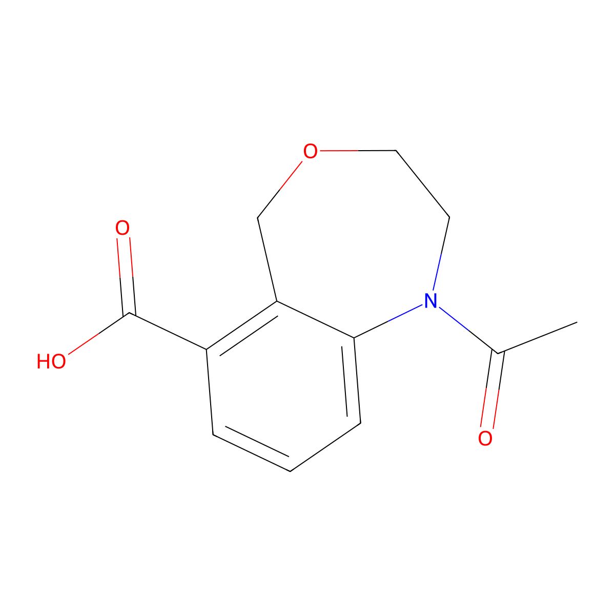 1-Acetyl-1,2,3,5-tetrahydro-4,1-benzoxazepine-6-carboxylic acid molecular structure, CAS 2680854-83-3