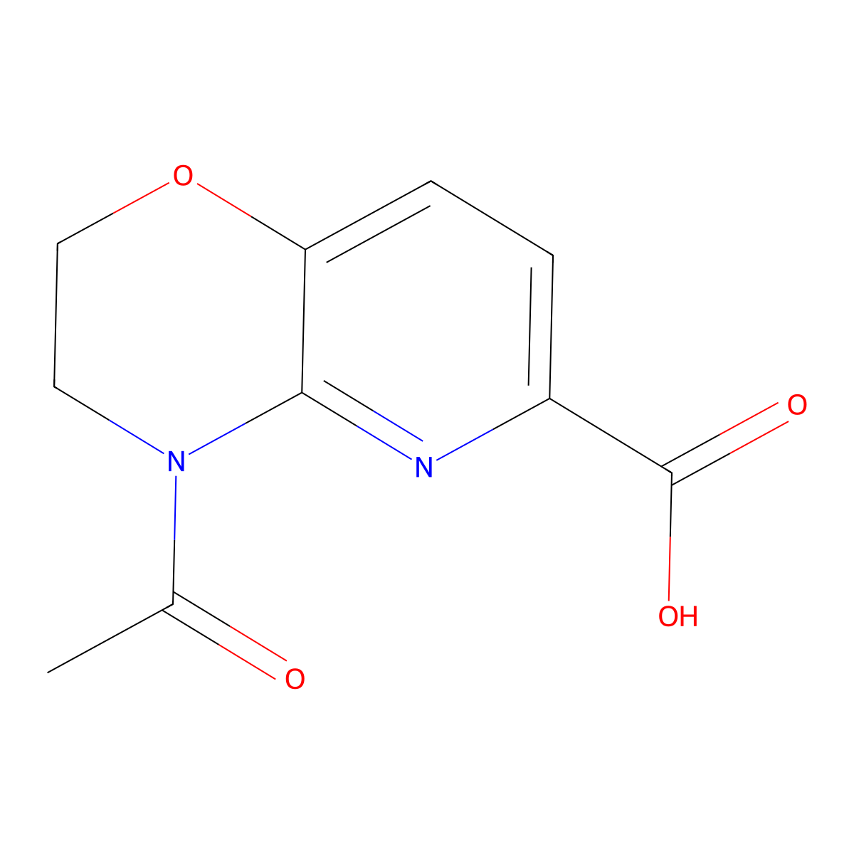 4-acetyl-2H,3H,4H-pyrido[3,2-b][1,4]oxazine-6-carboxylic acid molecular structure, CAS 2680854-85-5