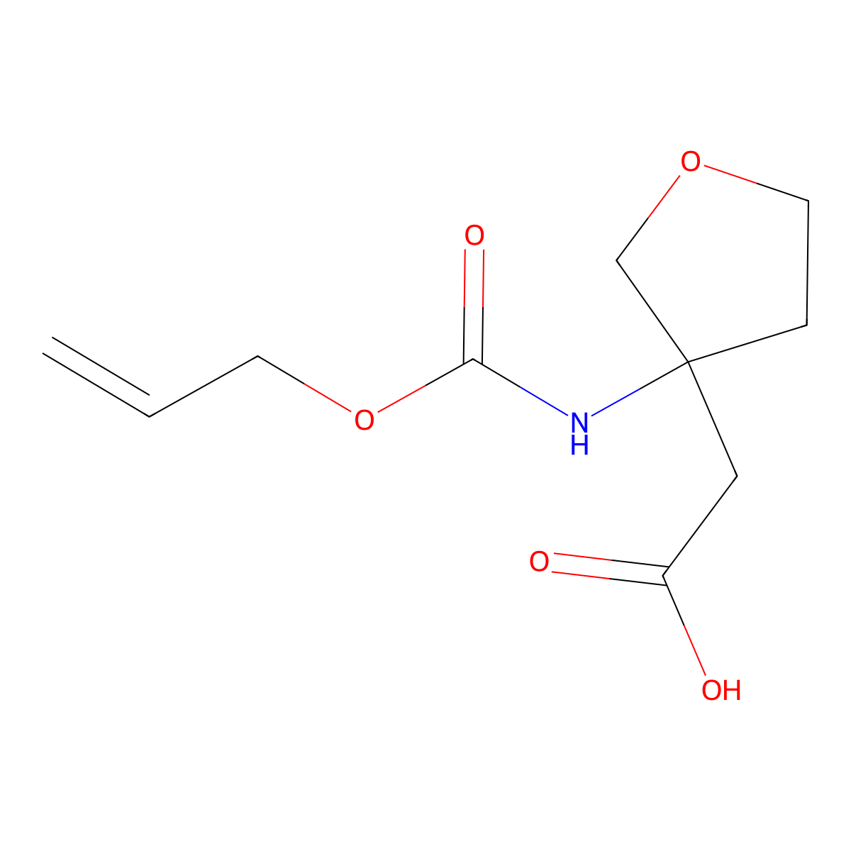 2-(3-{[(Prop-2-en-1-yloxy)carbonyl]amino}oxolan-3-yl)acetic acid molecular structure, CAS 2680854-92-4