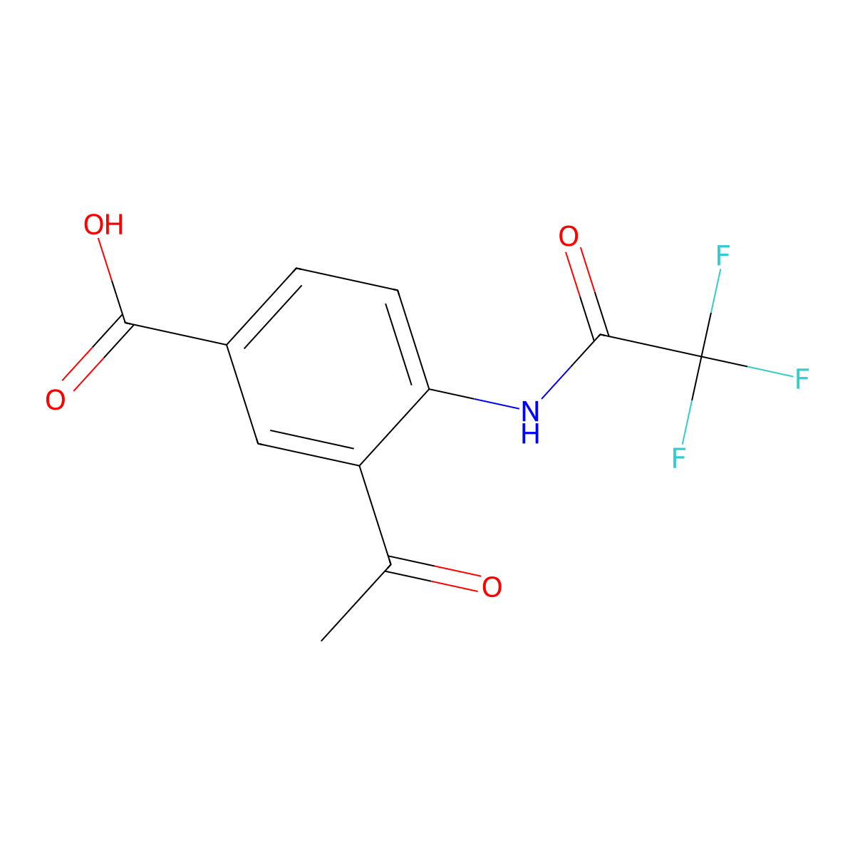 3-Acetyl-4-(2,2,2-trifluoroacetamido)benzoic acid molecular structure, CAS 2680854-97-9