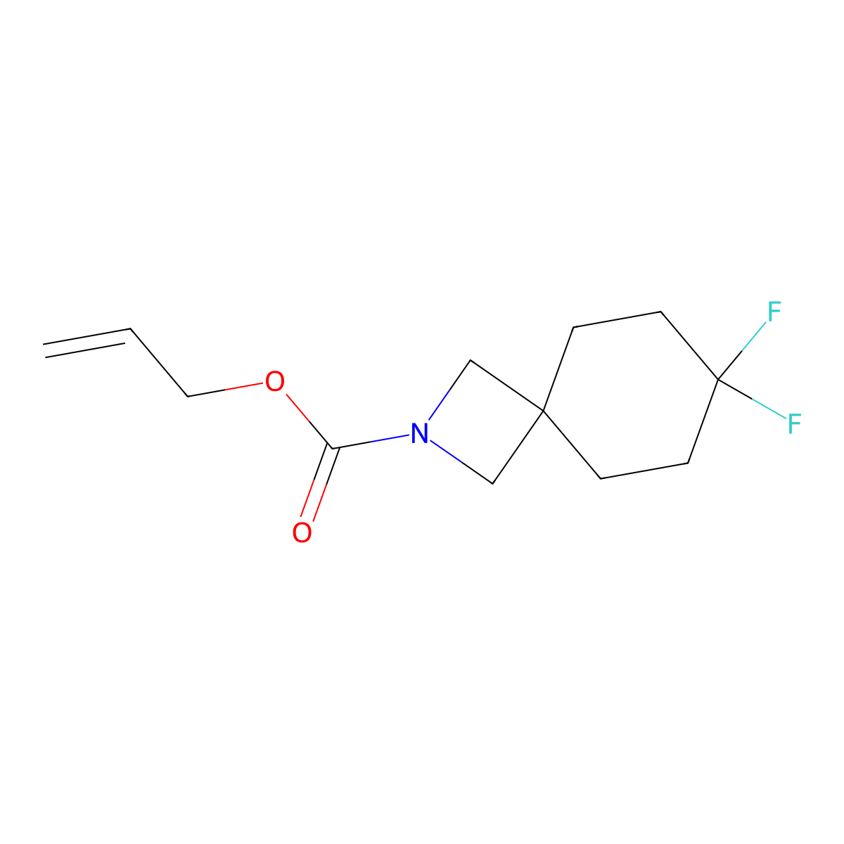 Prop-2-en-1-yl 7,7-difluoro-2-azaspiro[3.5]nonane-2-carboxylate molecular structure, CAS 2680855-00-7