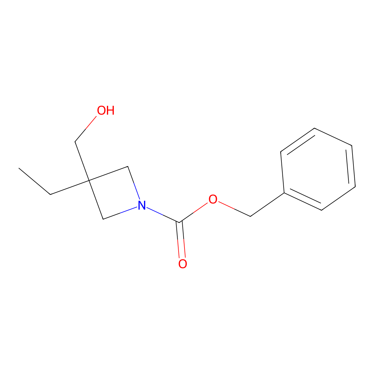 Benzyl 3-ethyl-3-(hydroxymethyl)azetidine-1-carboxylate molecular structure, CAS 2680855-01-8