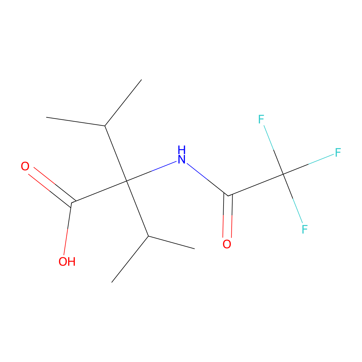 3-Methyl-2-(propan-2-yl)-2-(2,2,2-trifluoroacetamido)butanoic acid molecular structure, CAS 2680855-05-2