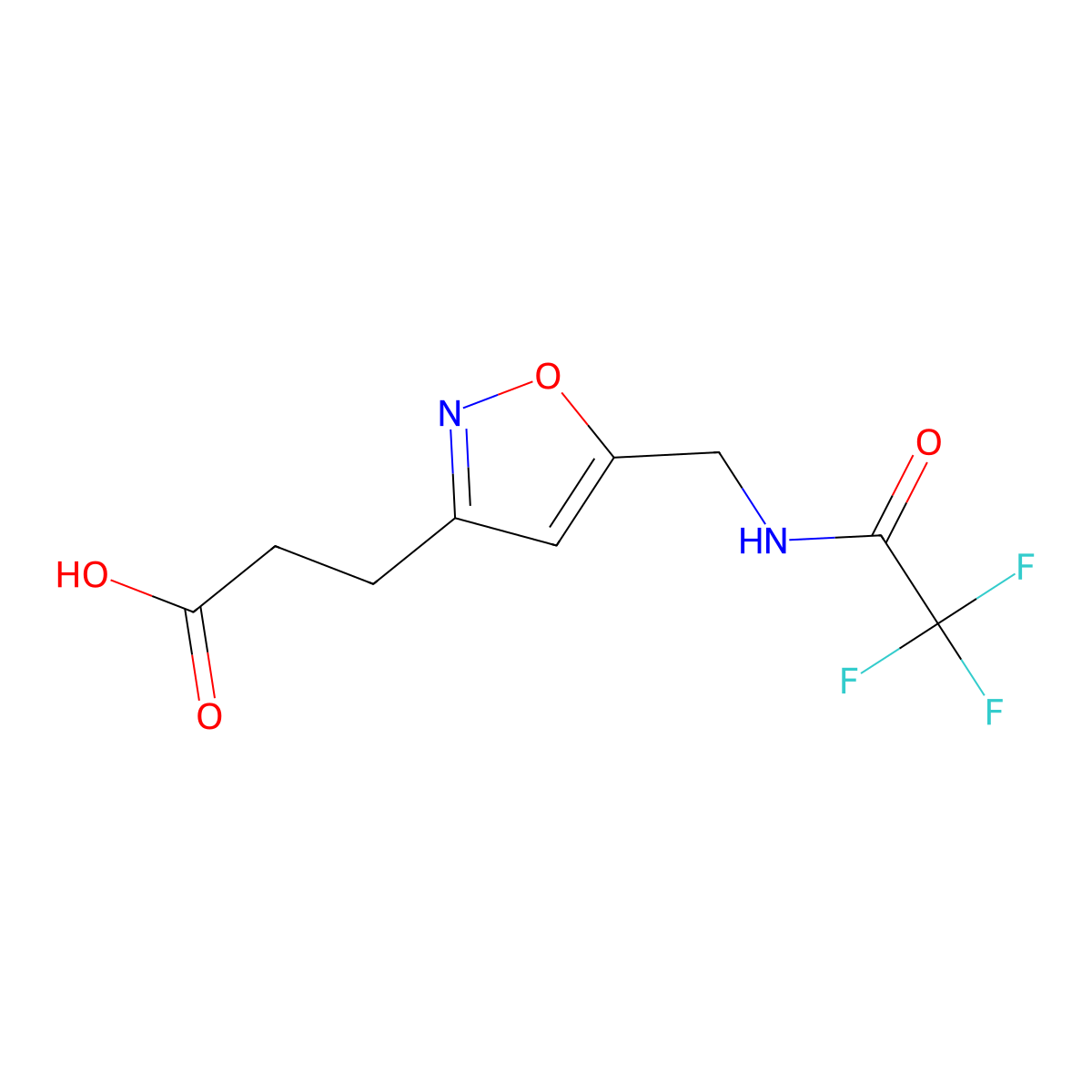 3-{5-[(2,2,2-Trifluoroacetamido)methyl]-1,2-oxazol-3-yl}propanoic acid molecular structure, CAS 2680855-08-5
