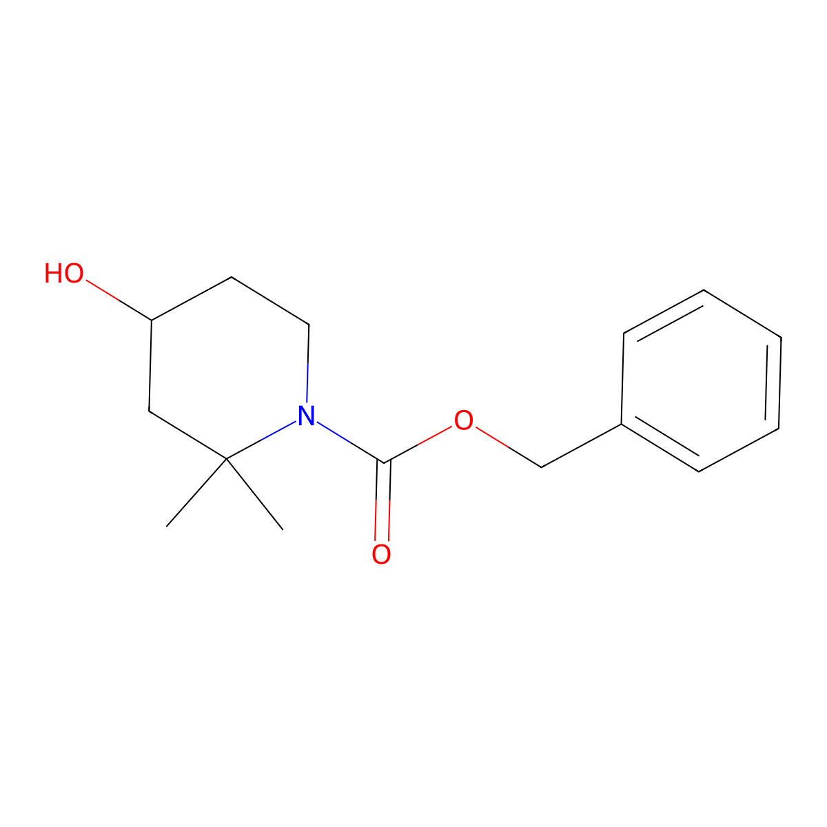 Benzyl 4-hydroxy-2,2-dimethylpiperidine-1-carboxylate molecular structure, CAS 2680855-14-3