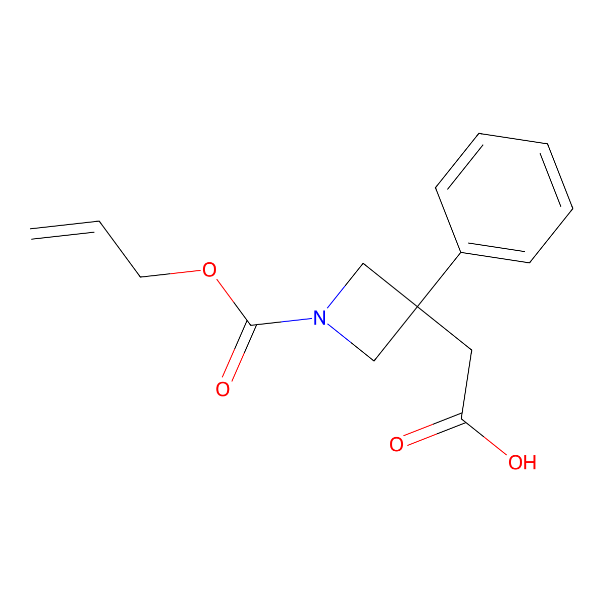 2-{3-Phenyl-1-[(prop-2-en-1-yloxy)carbonyl]azetidin-3-yl}acetic acid molecular structure, CAS 2680855-18-7