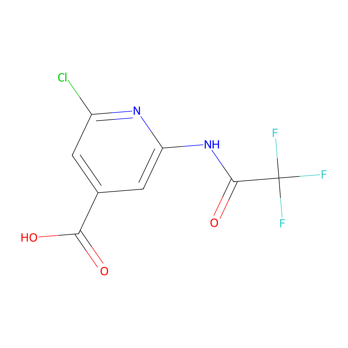 2-Chloro-6-(2,2,2-trifluoroacetamido)pyridine-4-carboxylic acid molecular structure, CAS 2680855-19-8