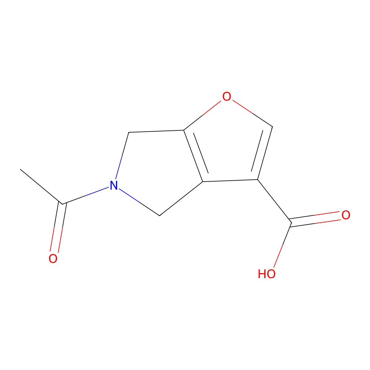 5-acetyl-4H,5H,6H-furo[2,3-c]pyrrole-3-carboxylic acid molecular structure, CAS 2680855-21-2